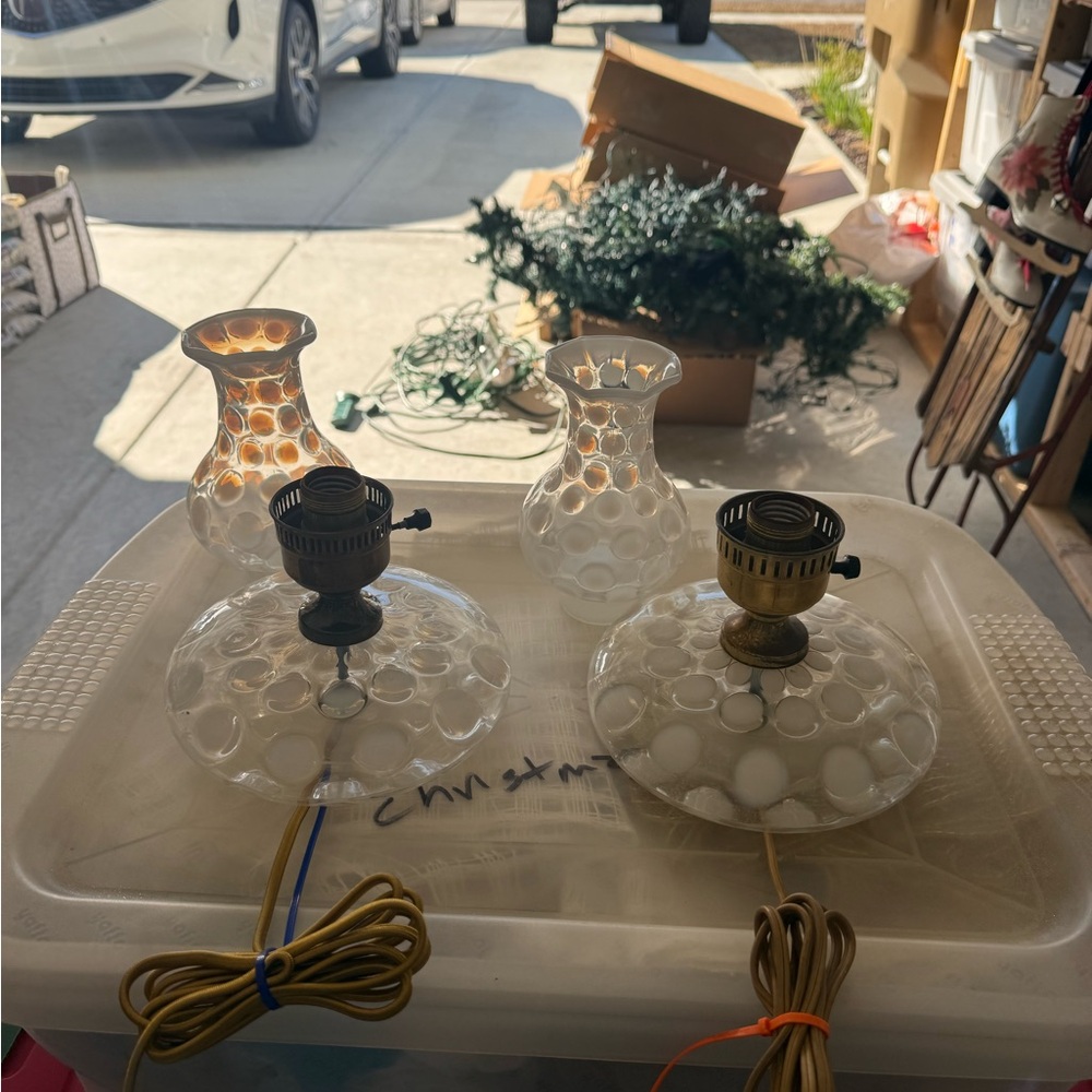 Fenton Glass Lamp Pair - Picture 1 of 3